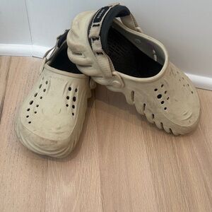 CROCS Kids Beige Vented Clog with Black Heel Strap
